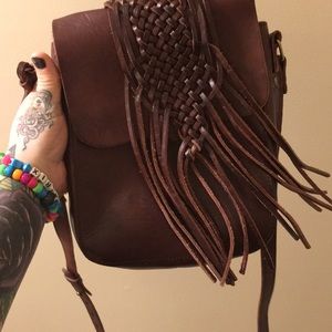 Lucky brand leather fringe crossbody